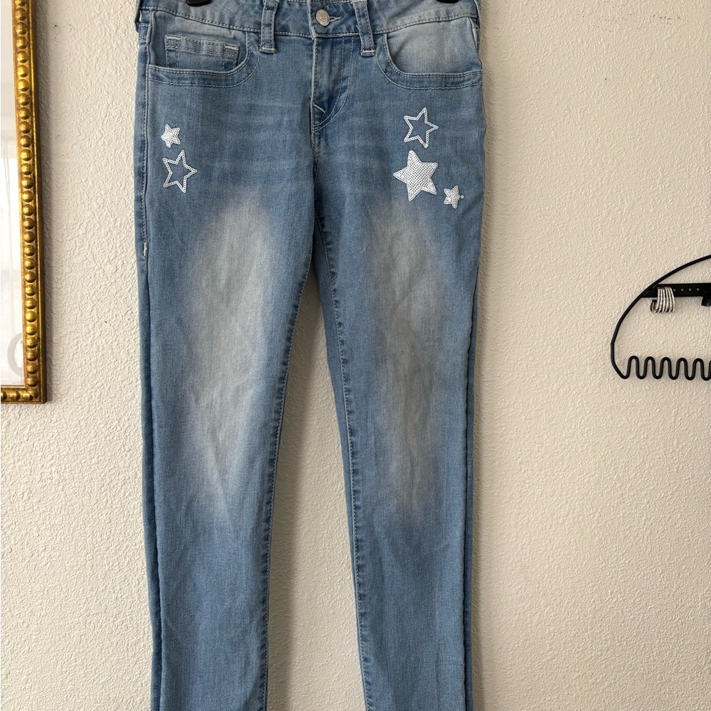 Girls Blue Jeans with Star Embellishments true religion